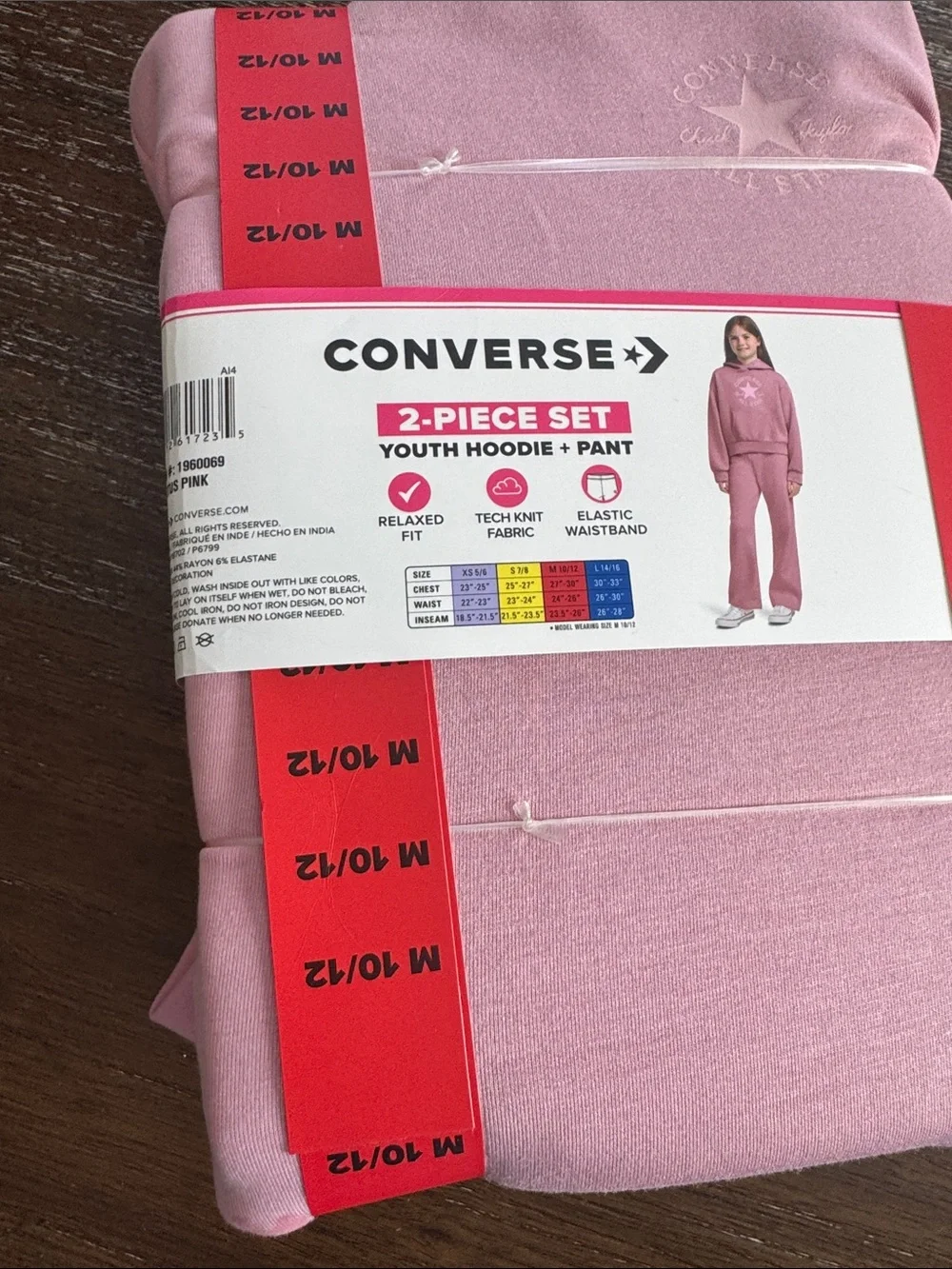 Converse Youth Pink Hoodie & Jogger Set M 10/12